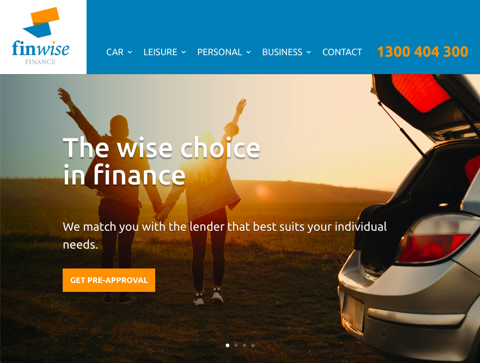 Home page of the Finwise Finance website