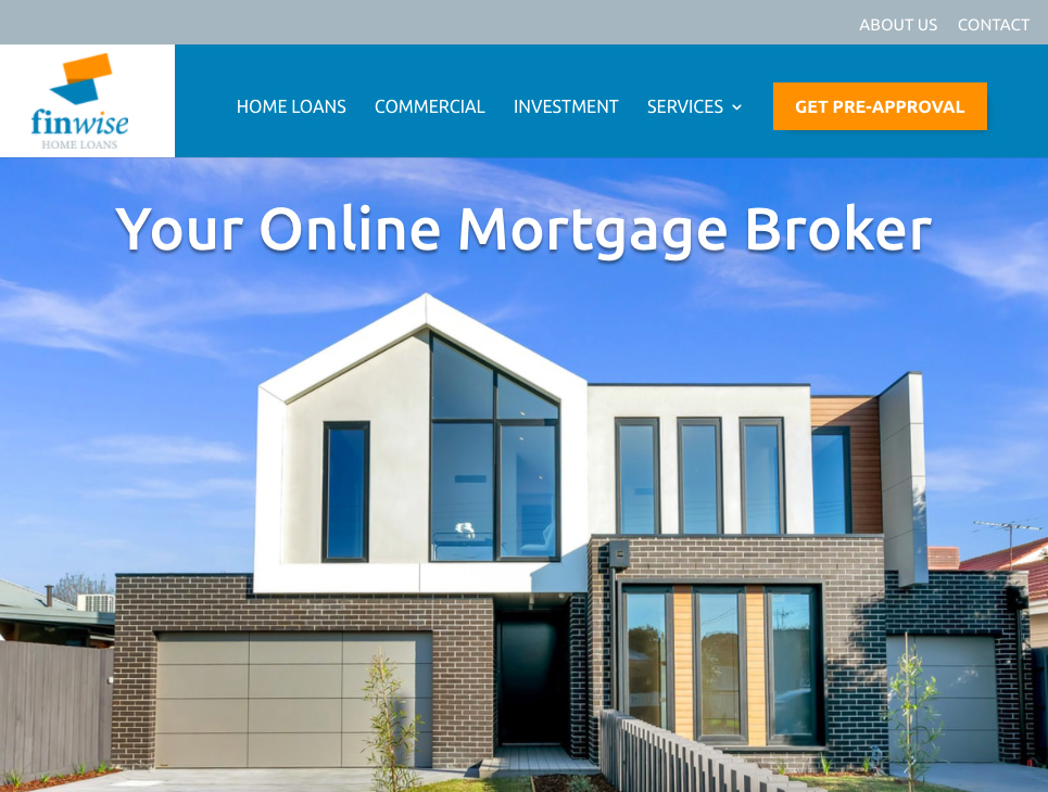 Home page of the Finwise Home Loans website