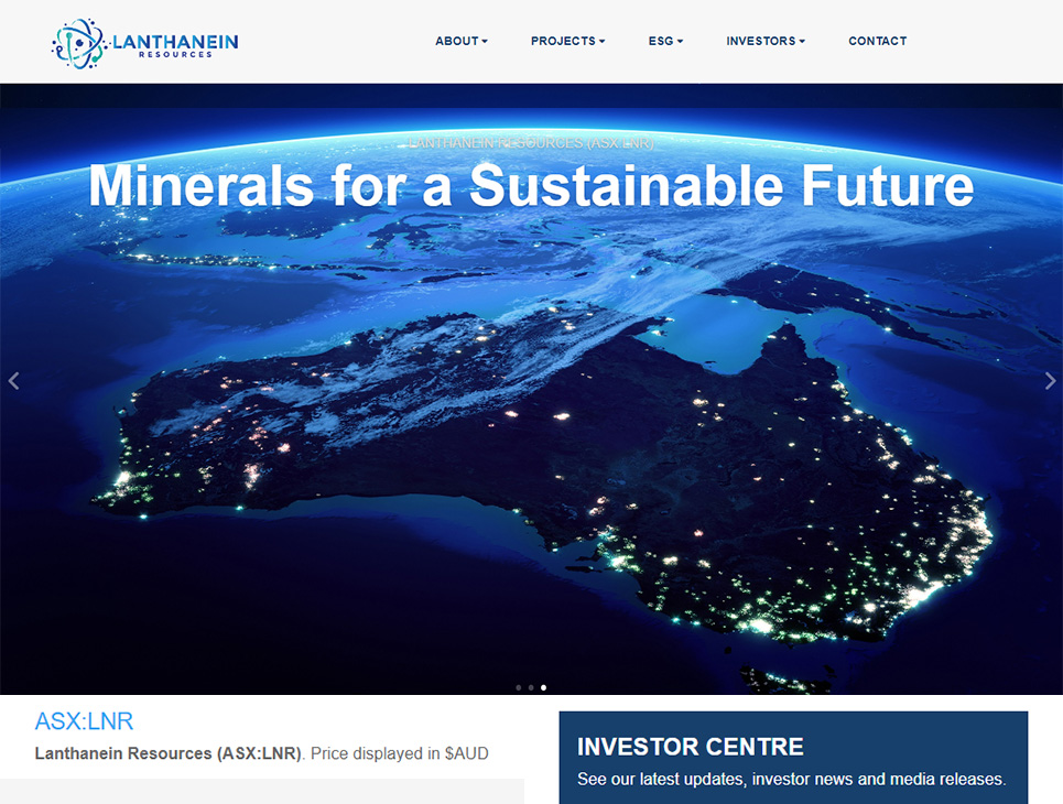 Home page of the Lanthanein Resources website