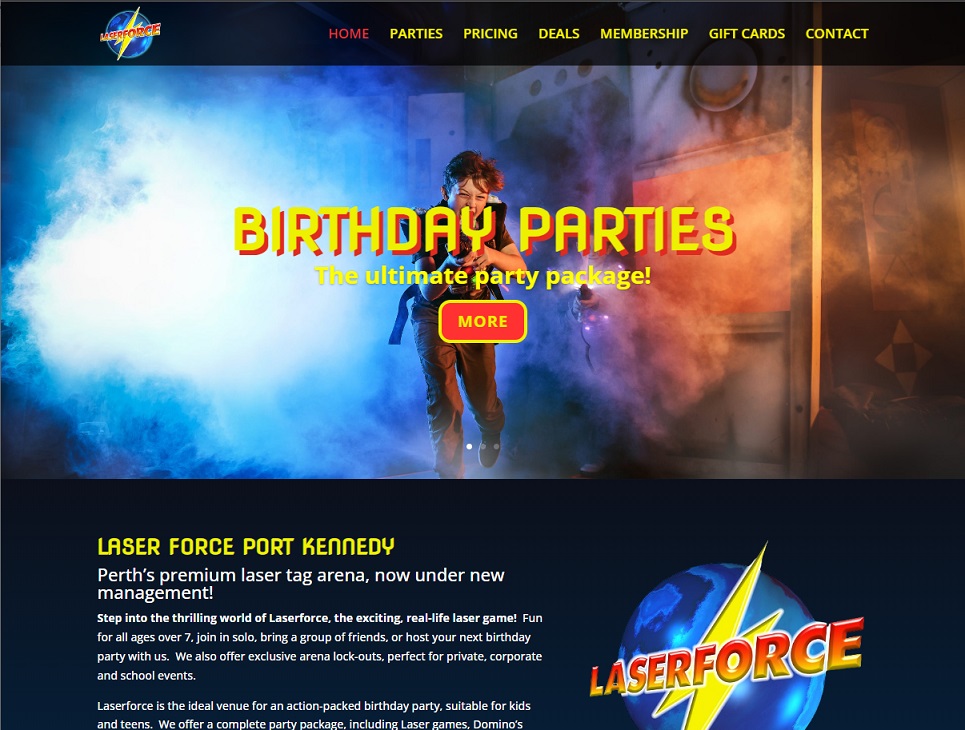 Home page of the Laser Force website