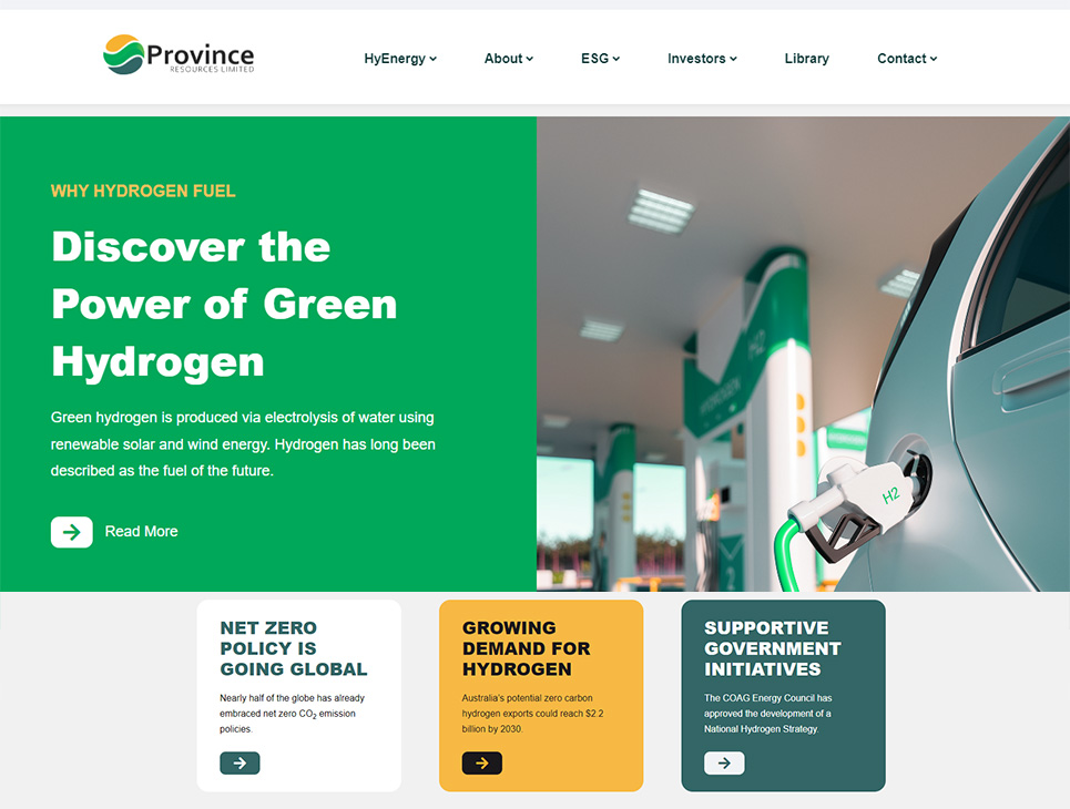 Home page of the Province Resources website